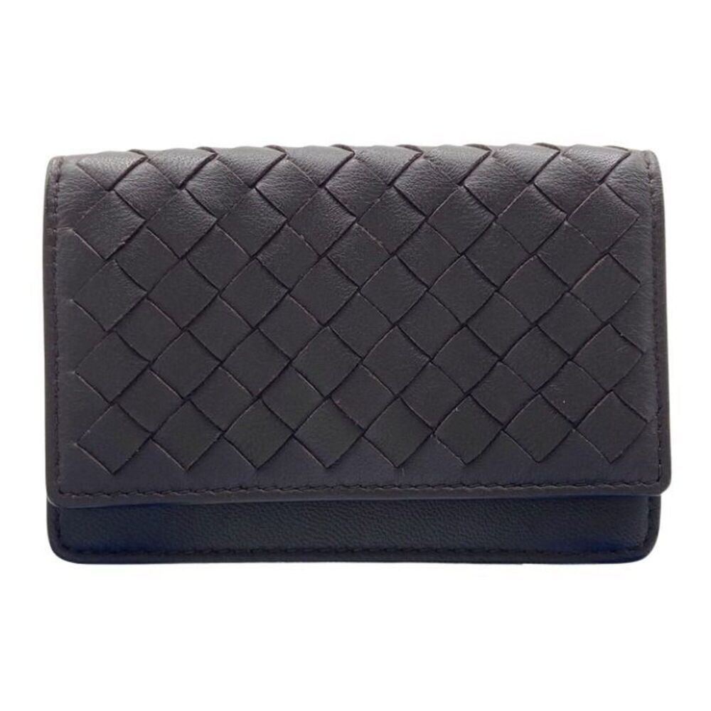 BOTTEGA VENETA Card Case Intrecciato 174646 Dark Brown Leather Unisex
